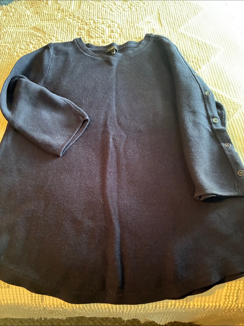 Talbots Navy Blue Button-Sleeve Women's Sweater